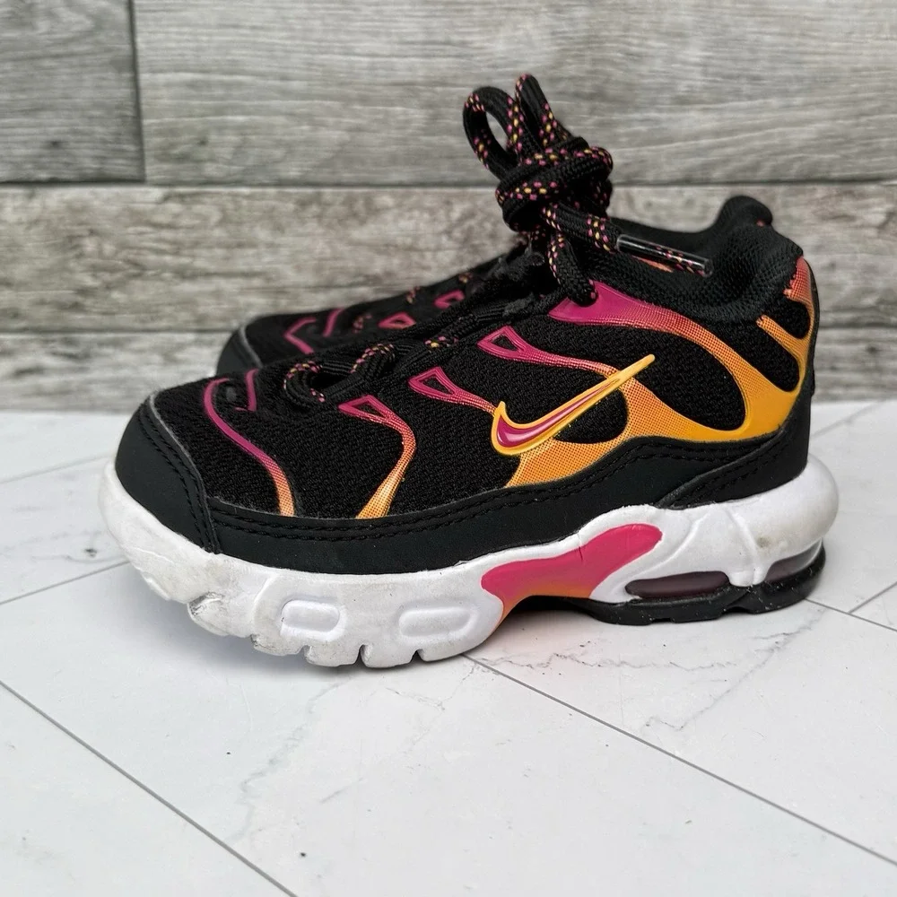 Nike Air Max Plus - Toddler 5C - PS Black Active Pink Orange DX9266-001